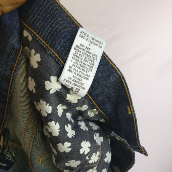 LB RILEY BOOTCUT JEANS in distressed BLUE WASH w4/27 +MEASUREMENTS - Picture 8 of 9